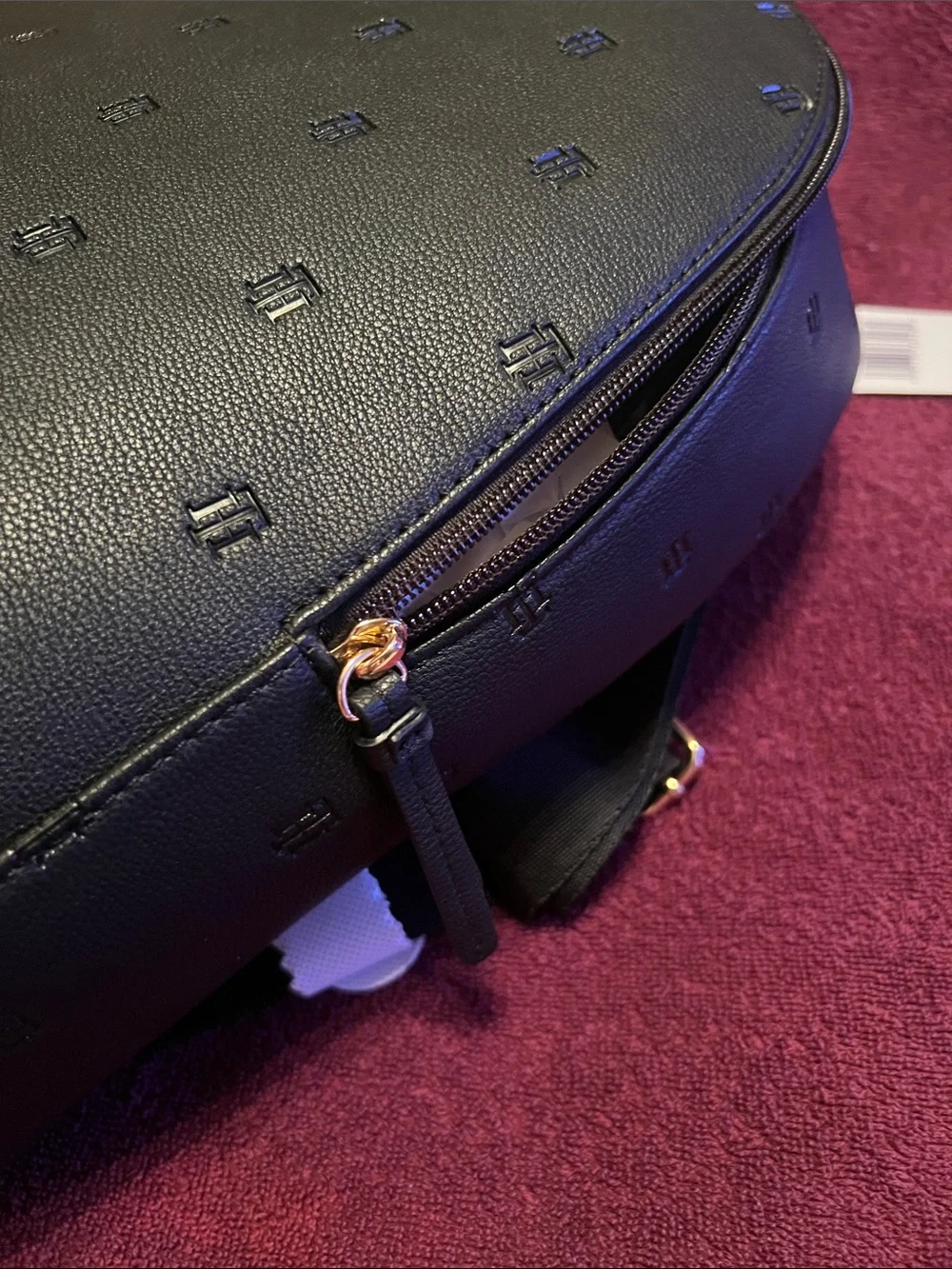 Tommy Hilfiger Black Backpack with Gold Logo